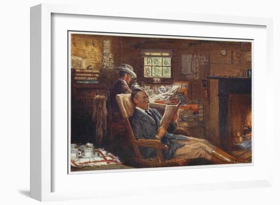 Scene in the Office at Robundara Sheep Station-Percy F.s. Spence-Framed Art Print