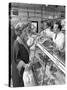 Scene Inside a Butchers Shop, Doncaster, South Yorkshire, 1965-Michael Walters-Stretched Canvas