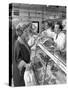 Scene Inside a Butchers Shop, Doncaster, South Yorkshire, 1965-Michael Walters-Stretched Canvas