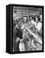 Scene Inside a Butchers Shop, Doncaster, South Yorkshire, 1965-Michael Walters-Framed Stretched Canvas