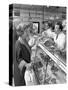 Scene Inside a Butchers Shop, Doncaster, South Yorkshire, 1965-Michael Walters-Stretched Canvas