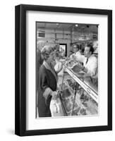 Scene Inside a Butchers Shop, Doncaster, South Yorkshire, 1965-Michael Walters-Framed Photographic Print