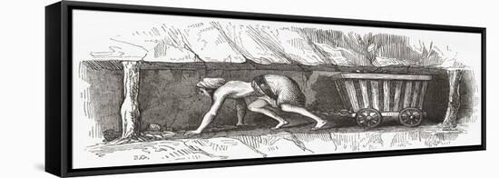 Scene Inside an English Coal Mine, Early 19th Century-null-Framed Stretched Canvas