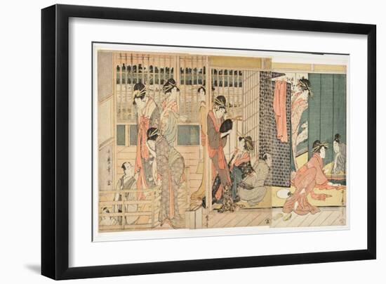 Scene Matinale Dans Une  Maison De Tolerance  (Karitaku) Japonaise - Estampe De Kitagawa Utamaro (1-Kitagawa Utamaro-Framed Giclee Print