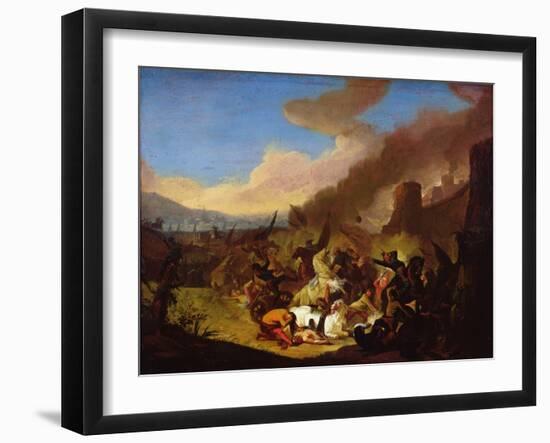 Scene of a Battle (Oil on Canvas)-Jan van Huchtenburgh-Framed Giclee Print