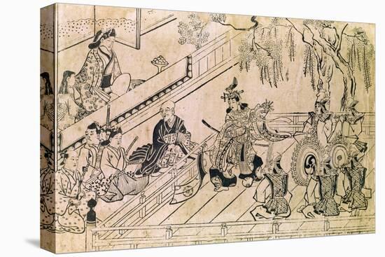 Scene of a Sacred Dance-Hishigawa Moronobu-Stretched Canvas
