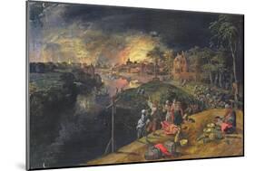 Scene of a War with a Fire, 1569-Gillis Mostaert-Mounted Giclee Print