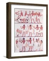 Scene of Butchers and Servants Bringing Offerings, from the Tomb of Onsou, circa 1375 BC-null-Framed Giclee Print