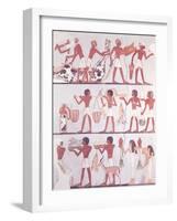 Scene of Butchers and Servants Bringing Offerings, from the Tomb of Onsou, circa 1375 BC-null-Framed Giclee Print