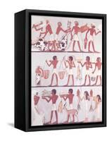 Scene of Butchers and Servants Bringing Offerings, from the Tomb of Onsou, circa 1375 BC-null-Framed Stretched Canvas