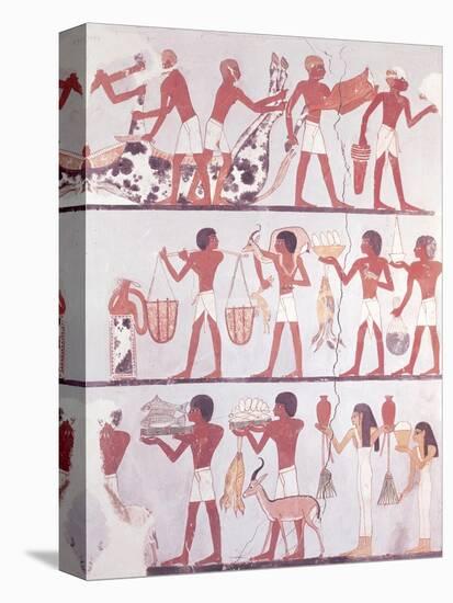 Scene of Butchers and Servants Bringing Offerings, from the Tomb of Onsou, circa 1375 BC-null-Stretched Canvas