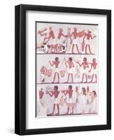 Scene of Butchers and Servants Bringing Offerings, from the Tomb of Onsou, circa 1375 BC-null-Framed Premium Giclee Print