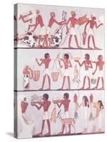 Scene of Butchers and Servants Bringing Offerings, from the Tomb of Onsou, circa 1375 BC-null-Stretched Canvas