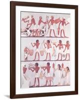 Scene of Butchers and Servants Bringing Offerings, from the Tomb of Onsou, circa 1375 BC-null-Framed Giclee Print