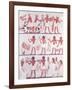 Scene of Butchers and Servants Bringing Offerings, from the Tomb of Onsou, circa 1375 BC-null-Framed Giclee Print