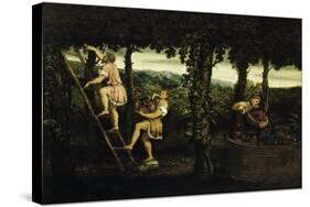 Scene of Grape Harvest-Paris Bordone-Stretched Canvas