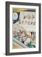 Scene of Japanese Popular Theatre During the Genroku Period-Hishigawa Moronobu-Framed Giclee Print