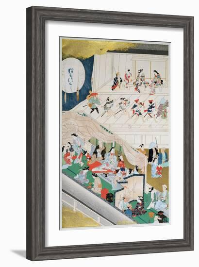 Scene of Japanese Popular Theatre During the Genroku Period-Hishigawa Moronobu-Framed Giclee Print