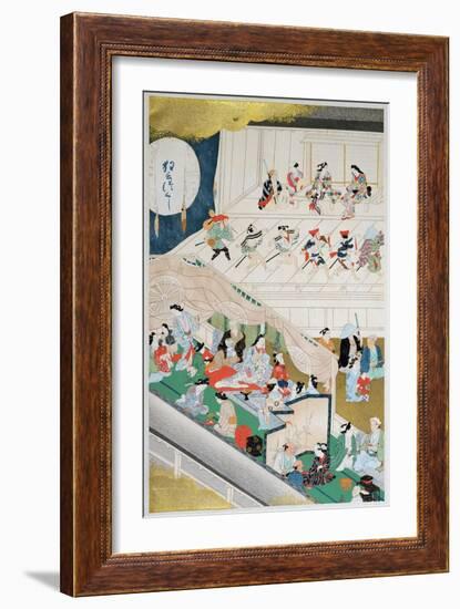 Scene of Japanese Popular Theatre During the Genroku Period-Hishigawa Moronobu-Framed Giclee Print