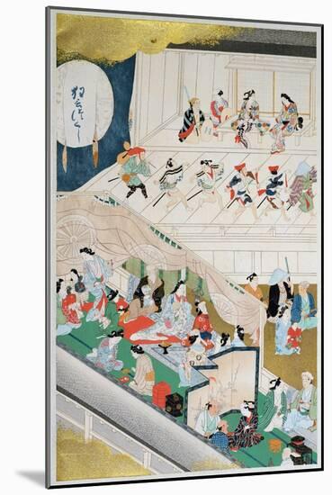 Scene of Japanese Popular Theatre During the Genroku Period-Hishigawa Moronobu-Mounted Giclee Print