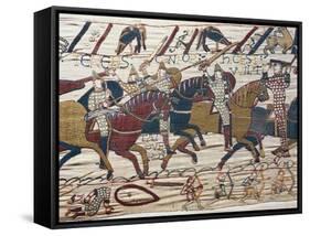 Scene of Knights in Battle, Detail from Bayeux Tapestry or Tapestry of Queen Matilda, France-null-Framed Stretched Canvas