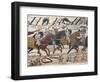 Scene of Knights in Battle, Detail from Bayeux Tapestry or Tapestry of Queen Matilda, France-null-Framed Giclee Print