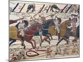 Scene of Knights in Battle, Detail from Bayeux Tapestry or Tapestry of Queen Matilda, France-null-Mounted Giclee Print