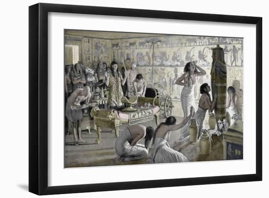 Scene of Mourning at the Funerary Temple of Tutankhamun, Egypt, 1325 BC (1933-193)-Fortunino Matania-Framed Giclee Print