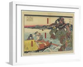 Scene of Namishichi Committing Suicide from the Story Oguri Gaiden, 1847-1852-Utagawa Kunisada-Framed Giclee Print