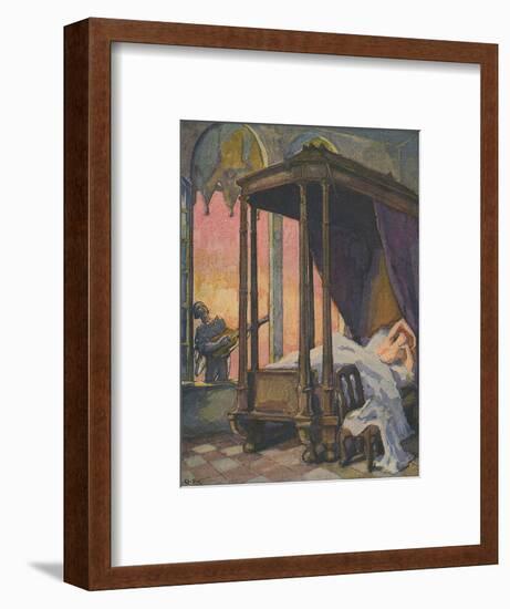 Scene of Schubert's Serenade-Walter Puttner-Framed Art Print