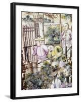 Scene of Tea Cultivation, Irrigation, Decorative Detail from Vase, Ceramic, China, 18th Century-null-Framed Giclee Print