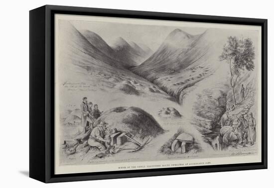 Scene of the Newly Discovered Mound Dwellings at Auchingaich Glen-William A. Donnelly-Framed Stretched Canvas