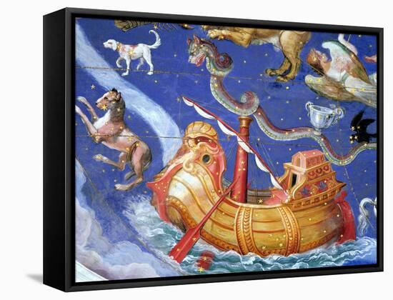 Scene of the Zodiac Including a Galleon, Detail from the Vault of the "Sala Del Mappamondo"-Giovanni De' Vecchi-Framed Stretched Canvas