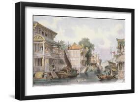 Scene on the Horan Canal Near Canton, C.1850-Thomas Allom-Framed Giclee Print