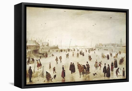 Scene on the Ice-Hendrik Avercamp-Framed Stretched Canvas