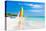 Scene with Sailing Boat at the Famous Varadero Beach , Caribbean Sea in Cuba-Kamira-Stretched Canvas