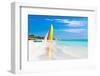 Scene with Sailing Boat at the Famous Varadero Beach , Caribbean Sea in Cuba-Kamira-Framed Photographic Print