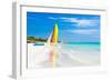 Scene with Sailing Boat at the Famous Varadero Beach , Caribbean Sea in Cuba-Kamira-Framed Photographic Print