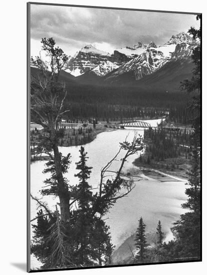 Scenery Along Columbia Icefields Highway in Canadian Rockies between Banff and Jasper-Andreas Feininger-Mounted Photographic Print