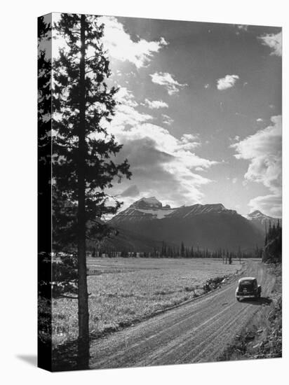 Scenery along Columbia Icefields Highway in Canadian Rockies between Banff and Jasper-Andreas Feininger-Stretched Canvas