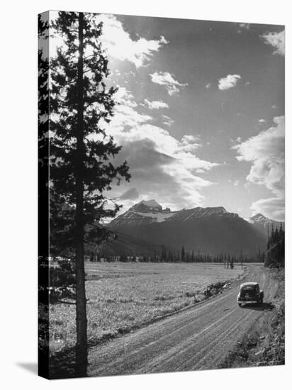 Scenery along Columbia Icefields Highway in Canadian Rockies between Banff and Jasper-Andreas Feininger-Stretched Canvas