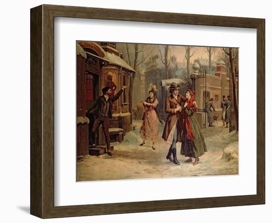 Scenery For the Scene with Mimi and Rodolfo in the Opera 'La Boheme' by Giacomo Puccini-Luigi Morgari-Framed Giclee Print