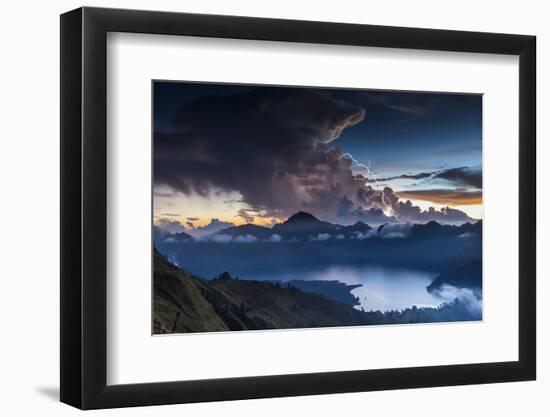 Scenery in the Gunung Rinjani, the Crater Lake, Clouds, Stormy Atmosphere, Flash-Christoph Mohr-Framed Photographic Print