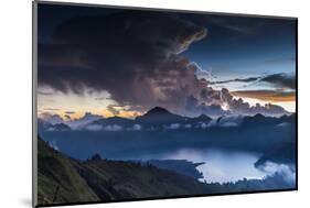 Scenery in the Gunung Rinjani, the Crater Lake, Clouds, Stormy Atmosphere, Flash-Christoph Mohr-Mounted Photographic Print