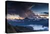 Scenery in the Gunung Rinjani, the Crater Lake, Clouds, Stormy Atmosphere, Flash-Christoph Mohr-Stretched Canvas