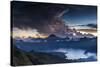 Scenery in the Gunung Rinjani, the Crater Lake, Clouds, Stormy Atmosphere, Flash-Christoph Mohr-Stretched Canvas