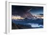 Scenery in the Gunung Rinjani, the Crater Lake, Clouds, Stormy Atmosphere, Flash-Christoph Mohr-Framed Photographic Print