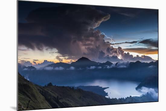 Scenery in the Gunung Rinjani, the Crater Lake, Clouds, Stormy Atmosphere, Flash-Christoph Mohr-Mounted Photographic Print