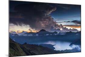 Scenery in the Gunung Rinjani, the Crater Lake, Clouds, Stormy Atmosphere, Flash-Christoph Mohr-Mounted Photographic Print