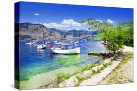 Scenery of Lago Di Garda- Beautiful Lake in Northen Italy-Maugli-l-Stretched Canvas